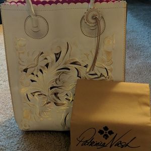 Patrica Nash Large Handtooled Cream Gold and Pink